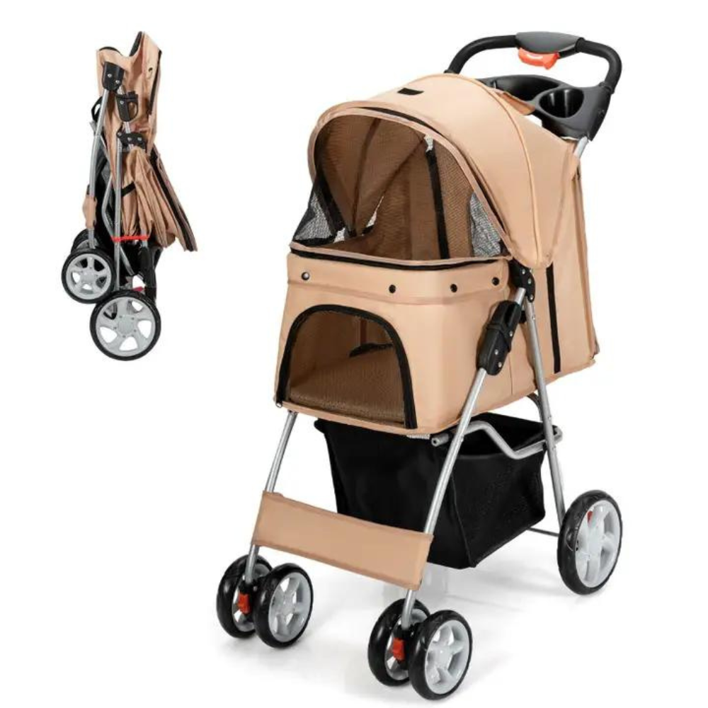 Foldable Pet Stroller 4-Wheel Travel Carrier