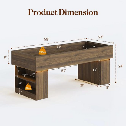 Modern Wooden Elevated Dog Bed with LED